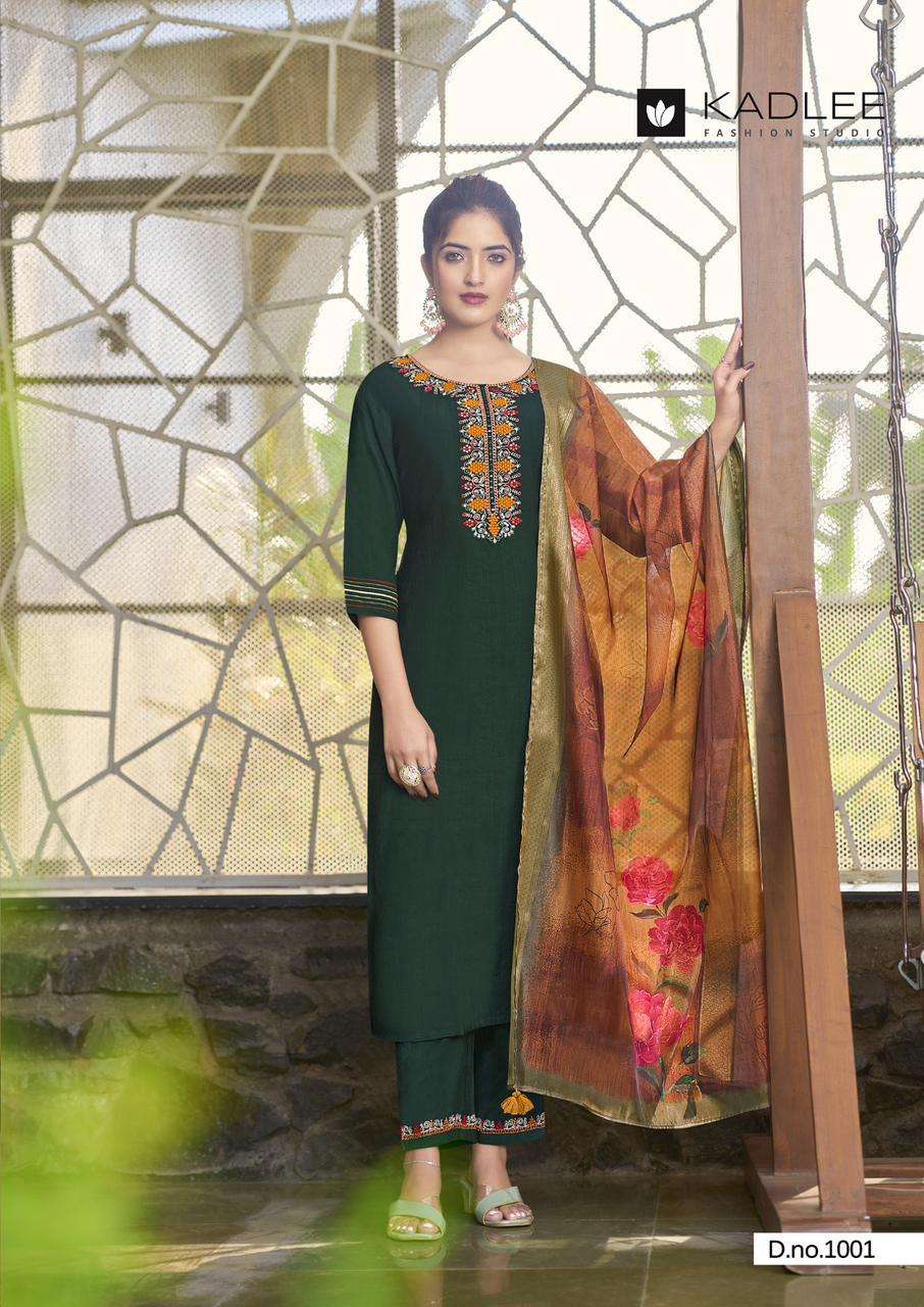 nazakat by kadlee 1001-1006 series trendy look designer kurtis latest catalogue collection surat gujarat 