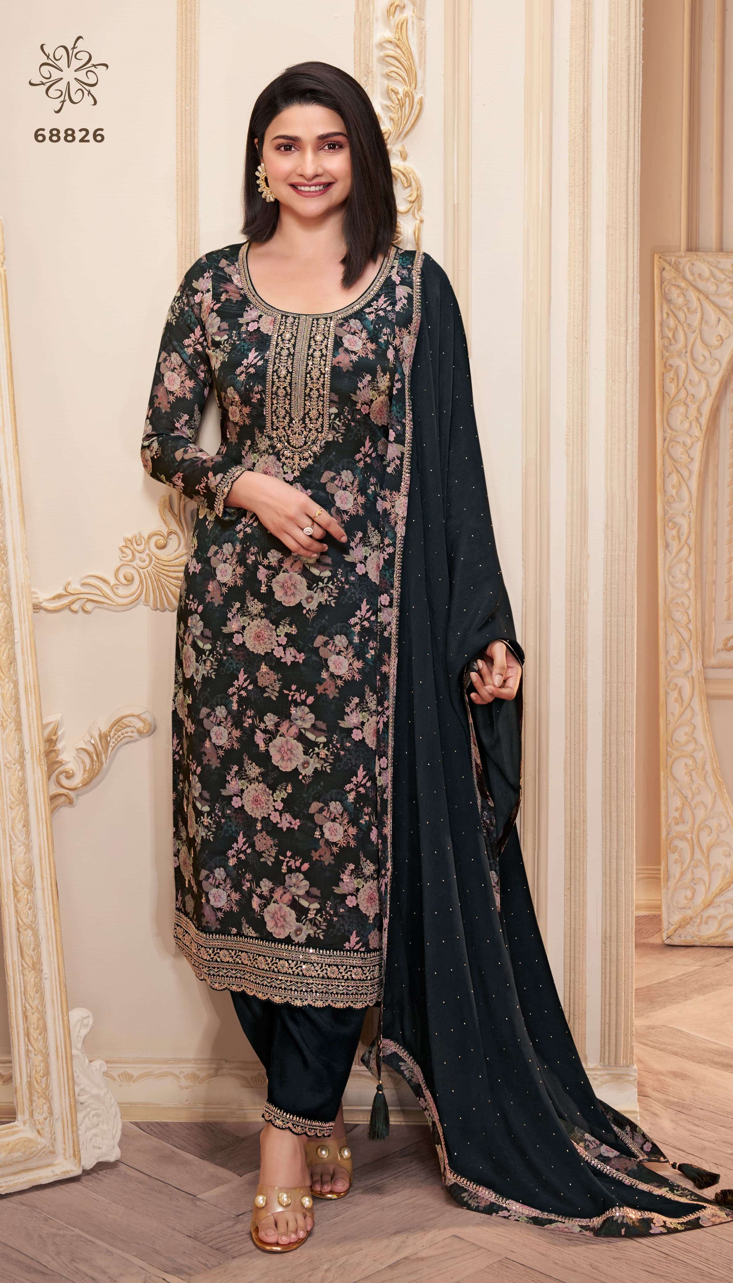 pahal by vinay fashion kuleesh 68821-68826 series party wear designer salwar suits catalogue online dealer surat gujarat