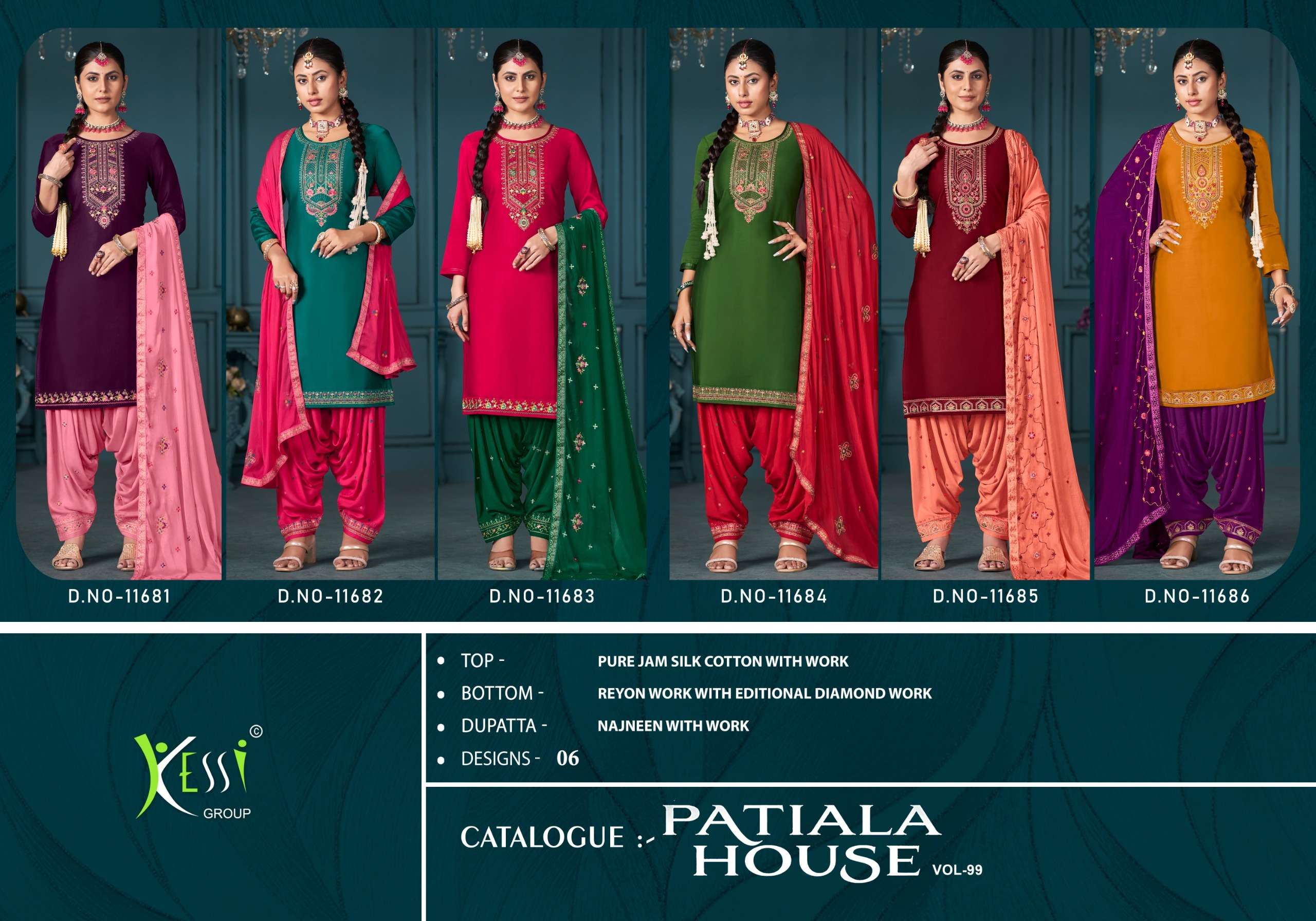 patiala house vol-99 by kessi fabrics 11681-11686 series indian designer salwar kameez catalogue online dealer surat gujarat 