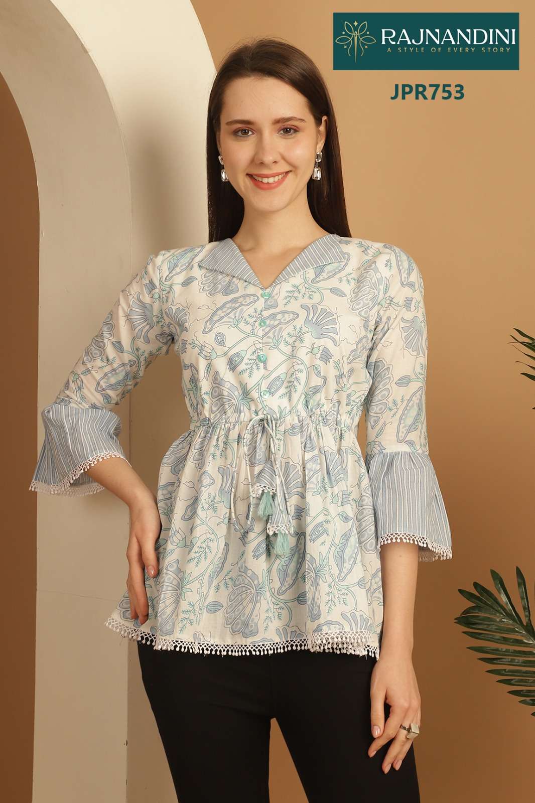 rajnandini by zeenat cotton printed summer special hand work short tops catalogue wholesaler 