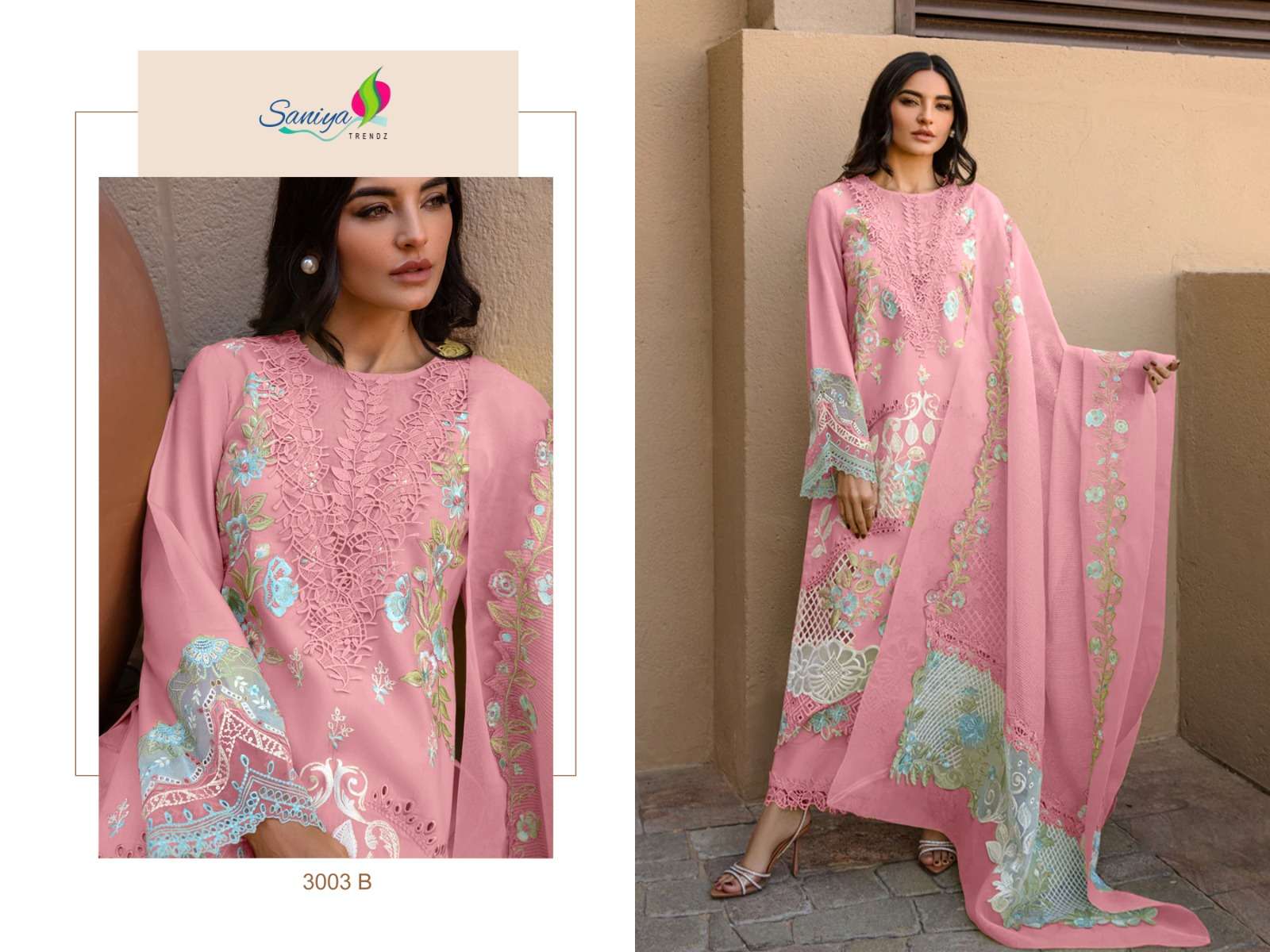 rang rasiya vol-3 nx by saniya trendz cotton with chikankari embroidered pakistani suits catalogue surat gujarat 