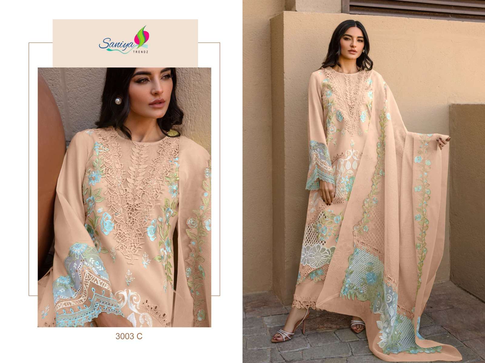 rang rasiya vol-3 nx by saniya trendz cotton with chikankari embroidered pakistani suits catalogue surat gujarat 