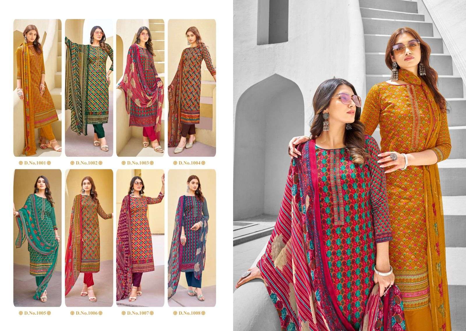 sheila by sunrise creation 1001-1008 series trendy designer salwar kameez catalogue manufacturer surat gujarat 