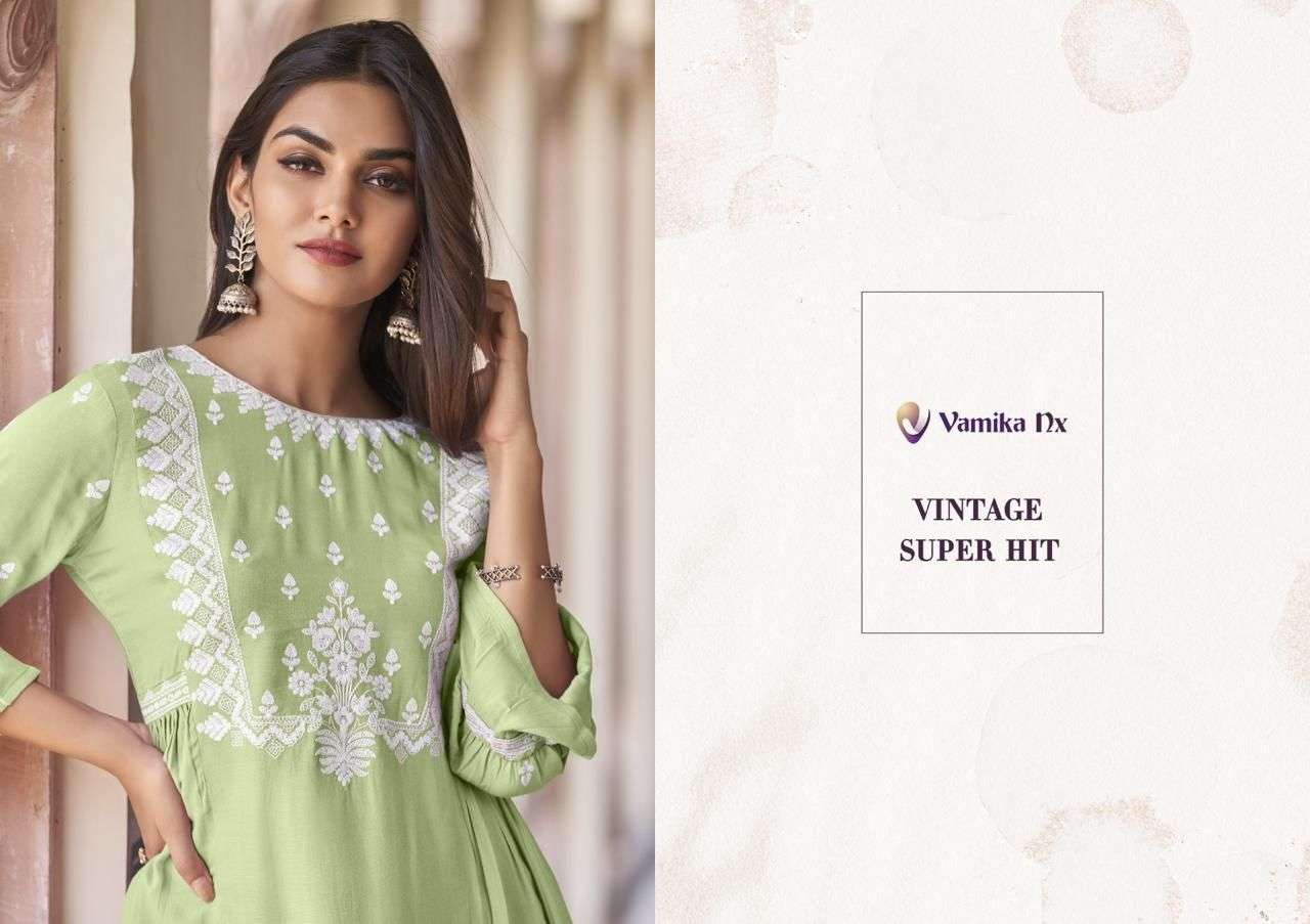 vintage super hit by vamika rayon designer code set wholesale market surat gujarat 