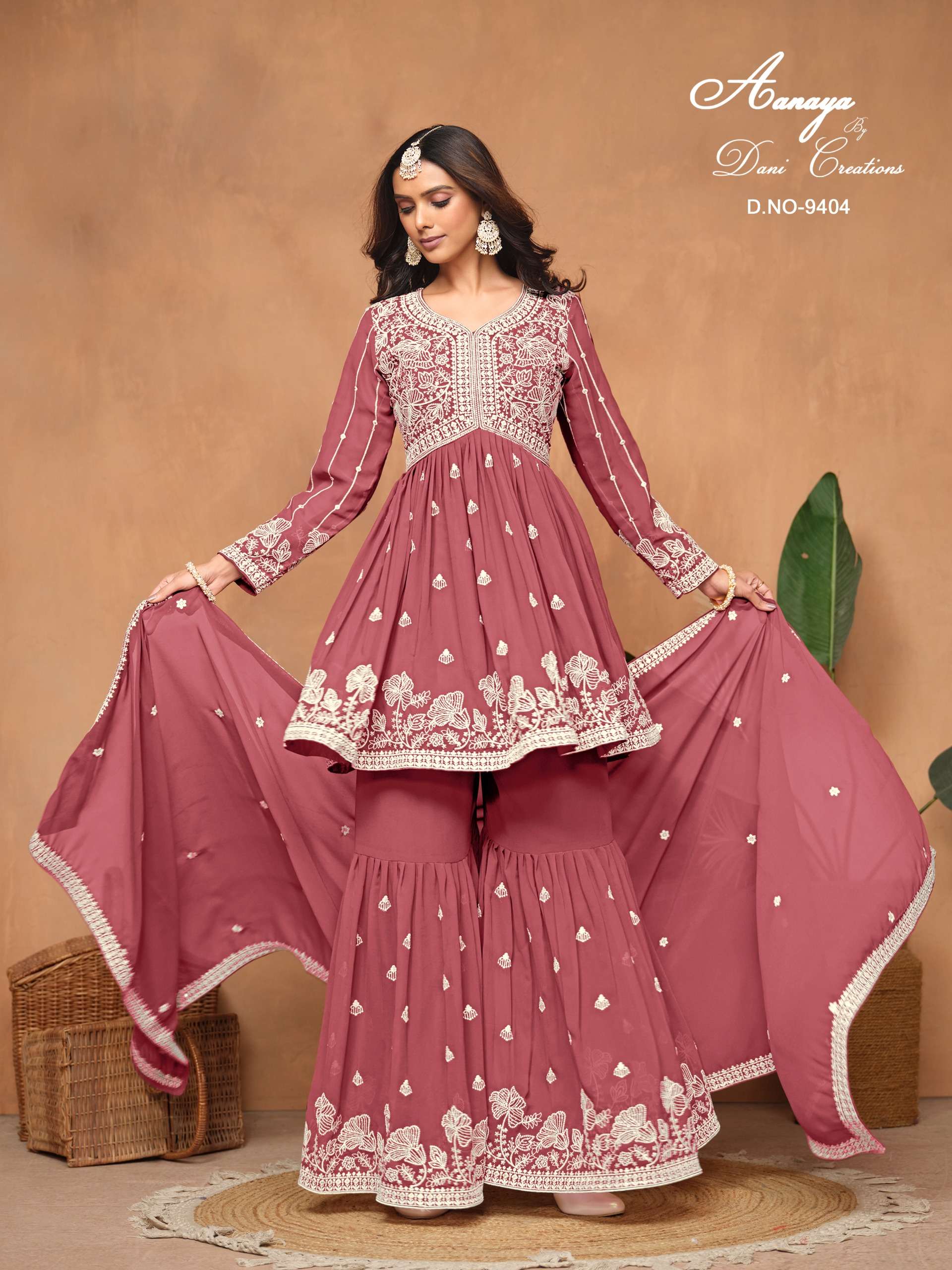 aanaya vol-194 by aanaya 9401-9404 series party wear faux georgette dress material catalogue manufacturer surat gujarat 