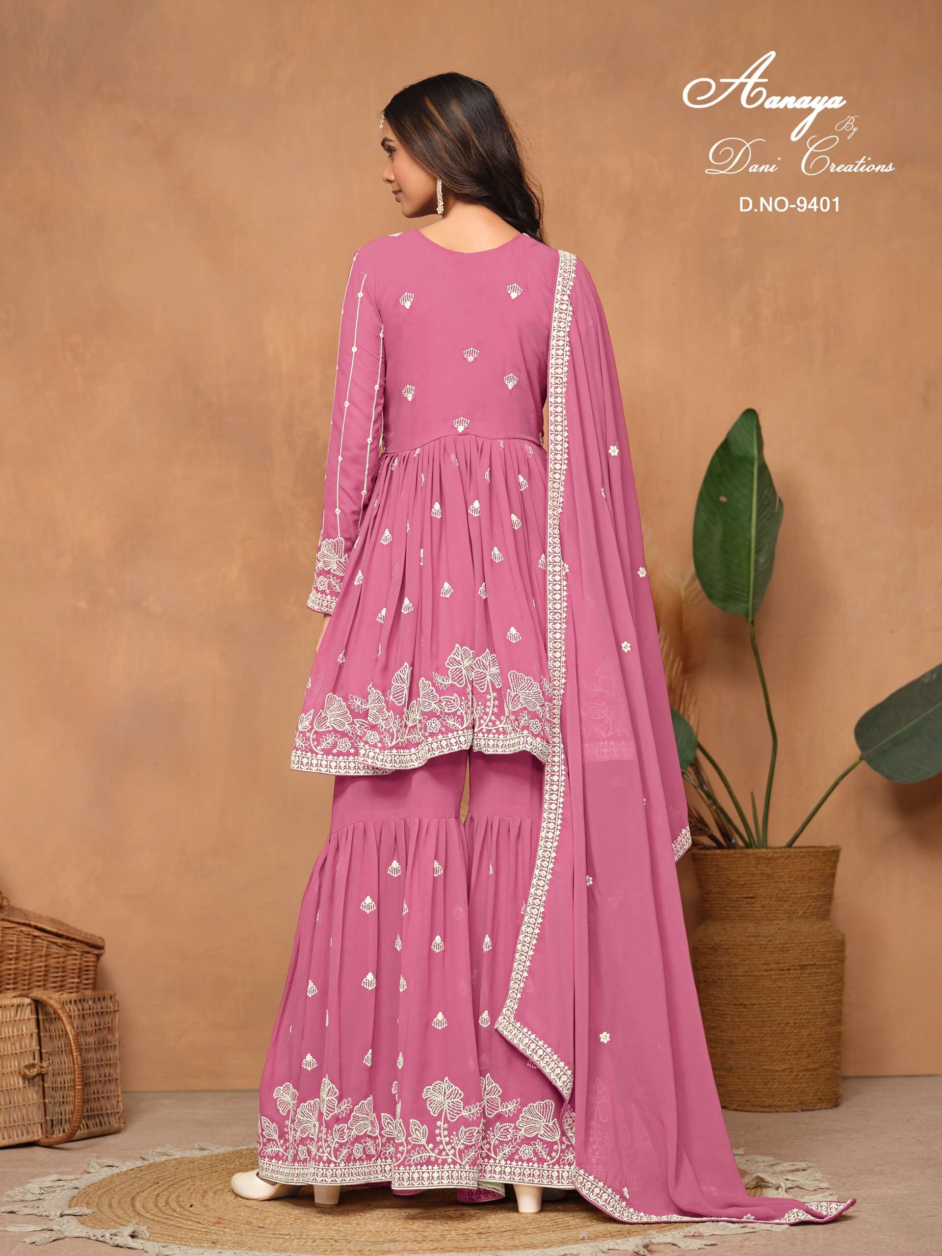aanaya vol-194 by aanaya 9401-9404 series party wear faux georgette dress material catalogue manufacturer surat gujarat 