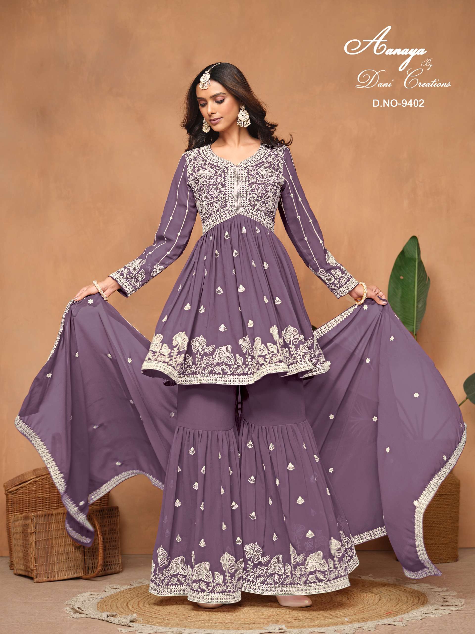 aanaya vol 194 by aanaya 9401 9404 series party wear faux georgette dress material catalogue manufacturer surat gujarat