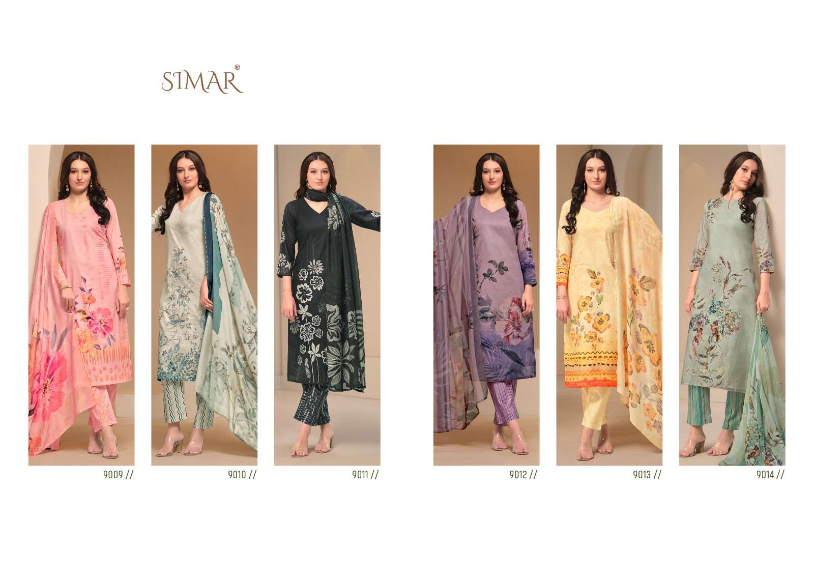 amena by glossy 9009-9014 series latest designer salwar kameez catalogue online supplier surat gujarat 