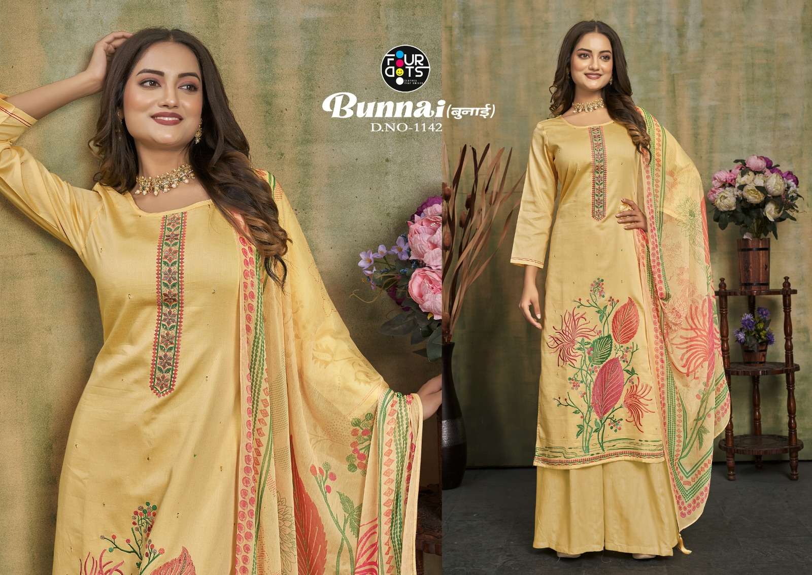 bunnai by fourdots 1141-1144 series indian designer salwar suits catalogue manufacturer surat gujarat 