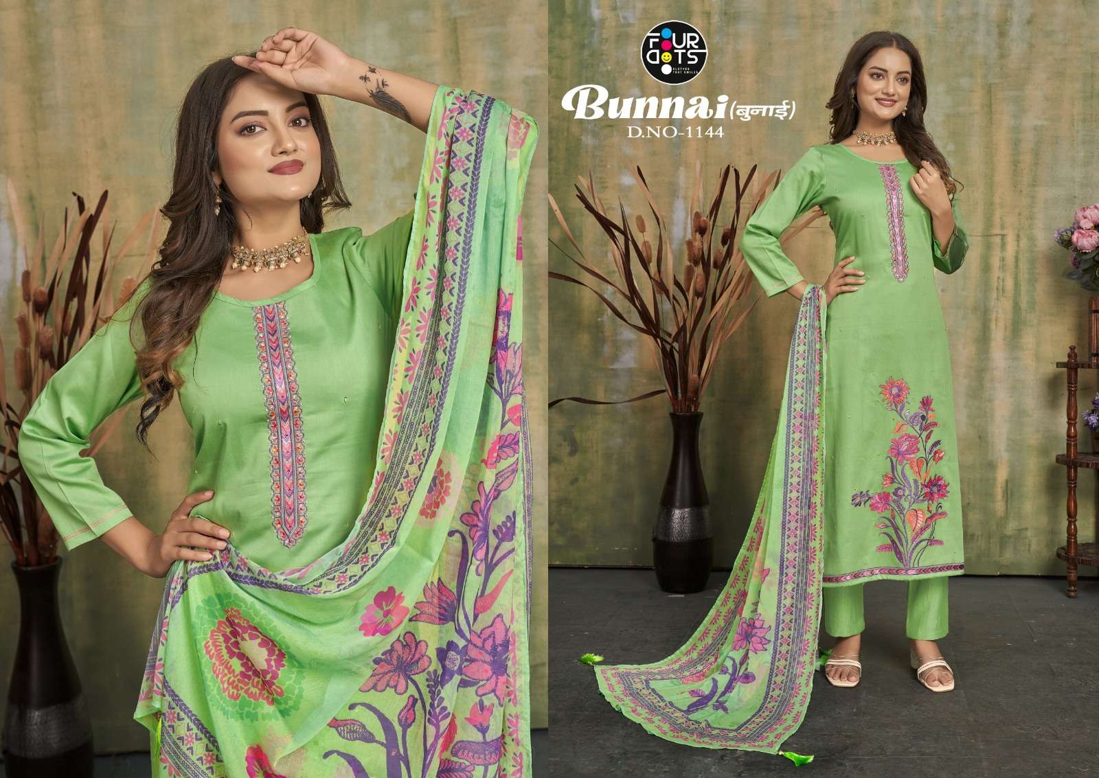 bunnai by fourdots 1141-1144 series indian designer salwar suits catalogue manufacturer surat gujarat 