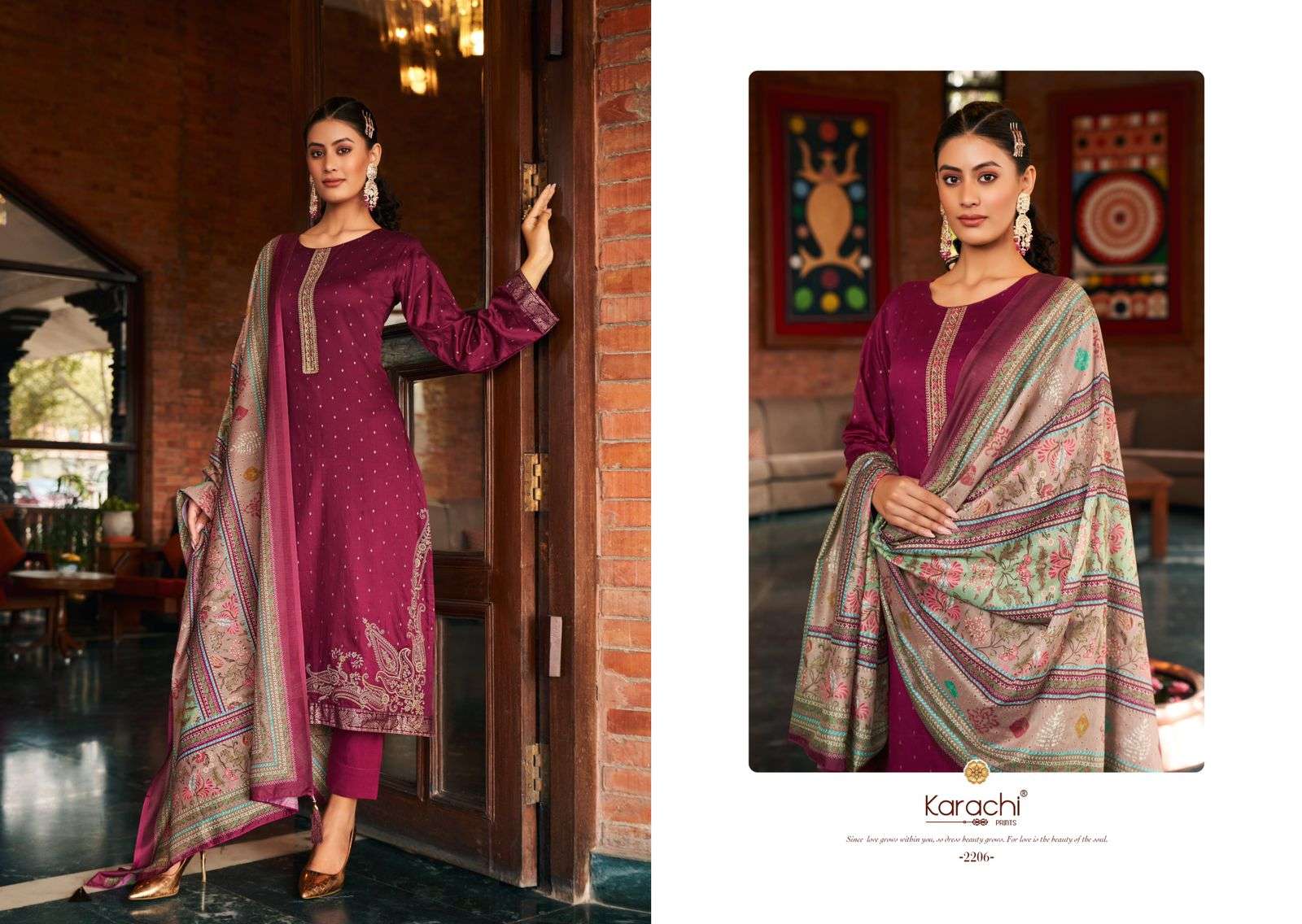 fitoor by karachi prints 2201-2206 series jam satin designer salwar kameez catalogue online purchasing surat gujarat 
