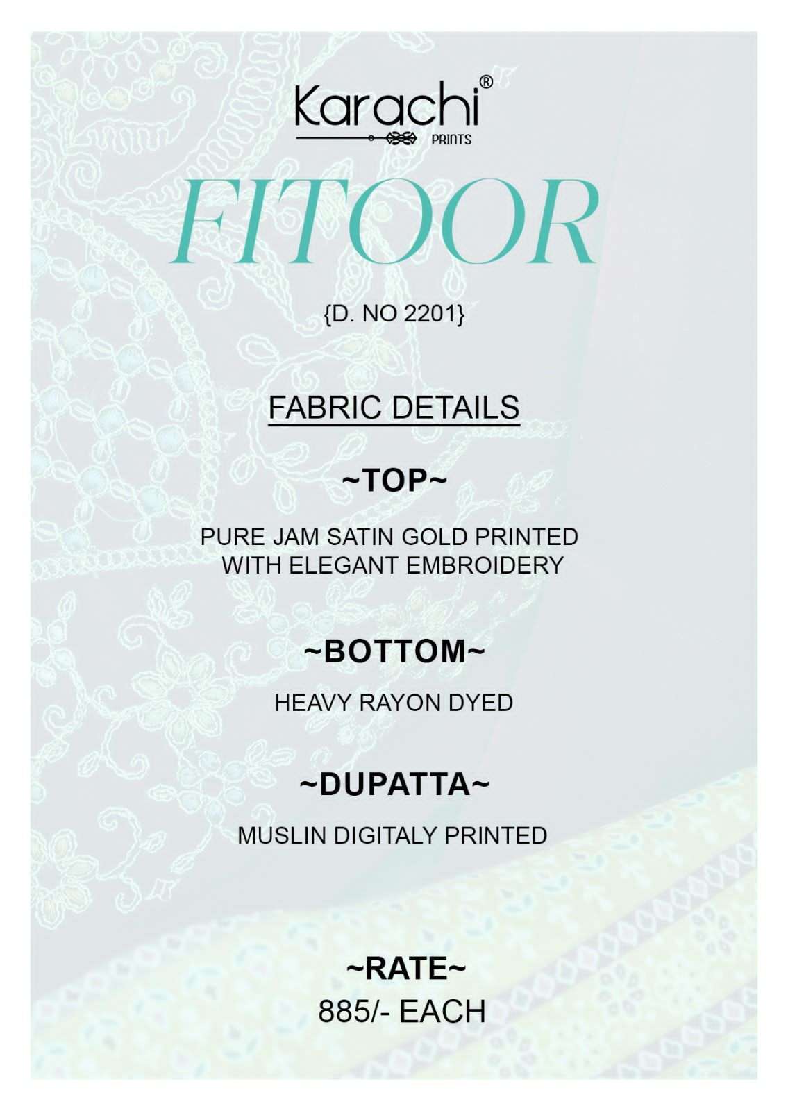 fitoor by karachi prints 2201-2206 series jam satin designer salwar kameez catalogue online purchasing surat gujarat 