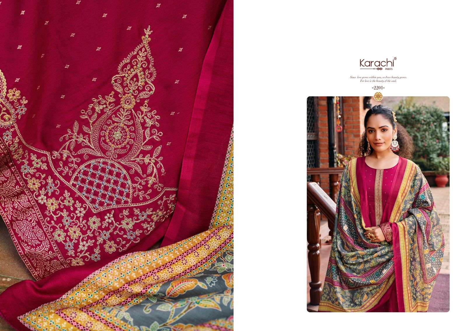 fitoor by karachi prints 2201-2206 series jam satin designer salwar kameez catalogue online purchasing surat gujarat 