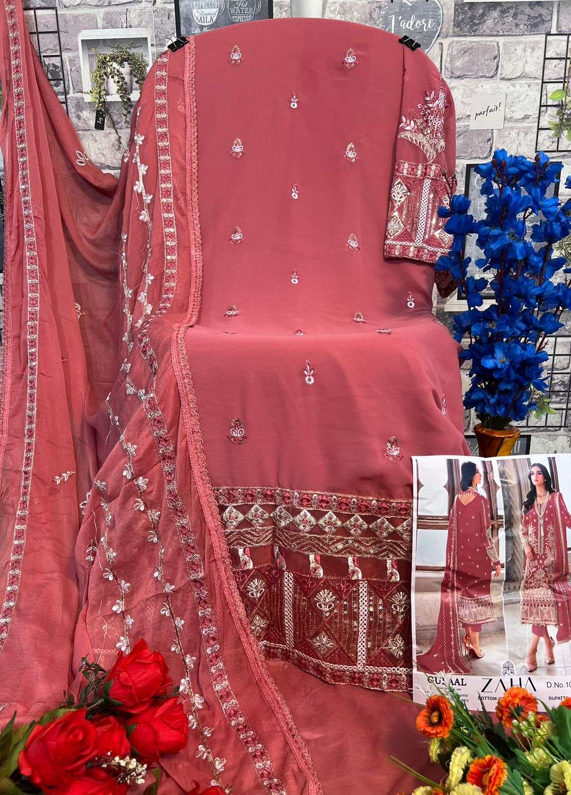 gulaal vol-2 by zaha georgette with heavy embroidered salwar suits catalogue online supplier surat gujarat 