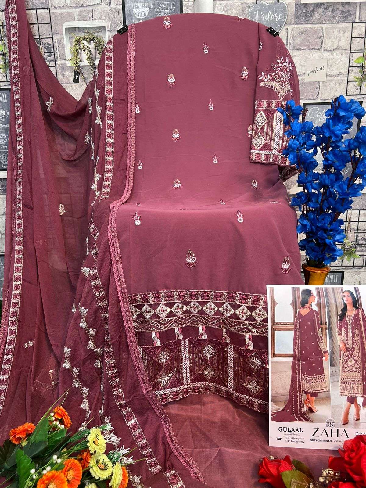 gulaal vol-2 by zaha georgette with heavy embroidered salwar suits catalogue online supplier surat gujarat 