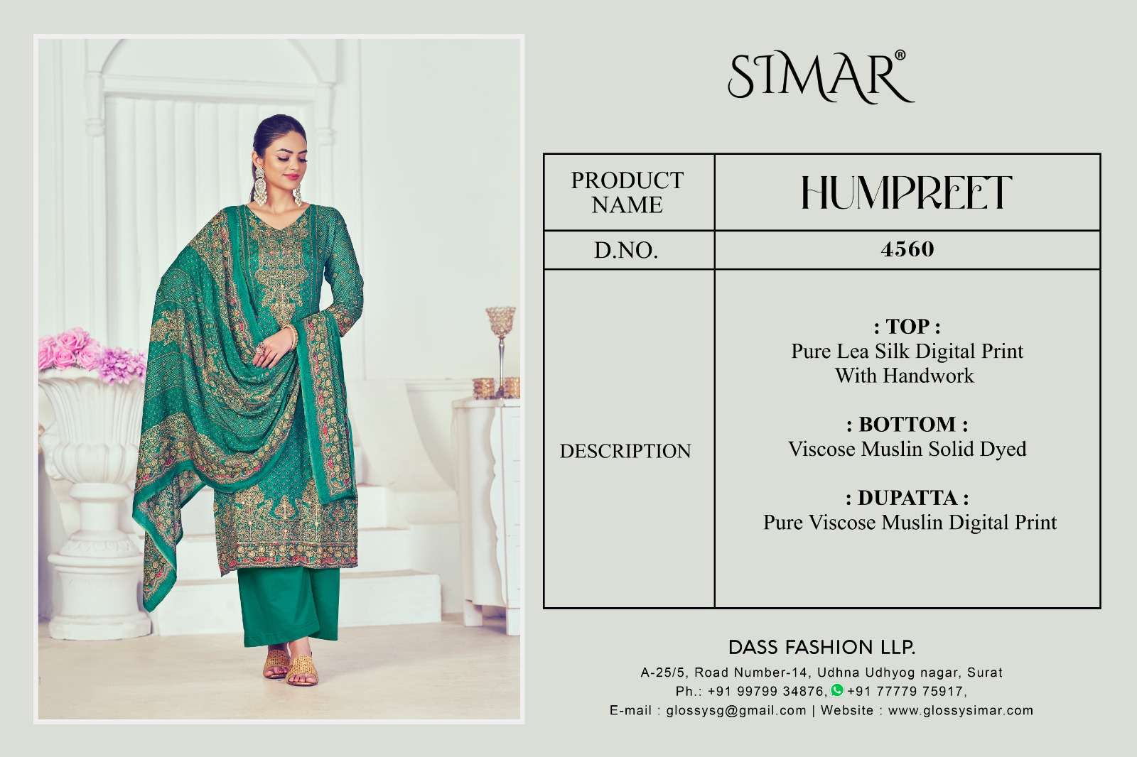 humpreet by glossy digital print with handwork designer party wear dress material catalogue manufacturer surat gujarat 