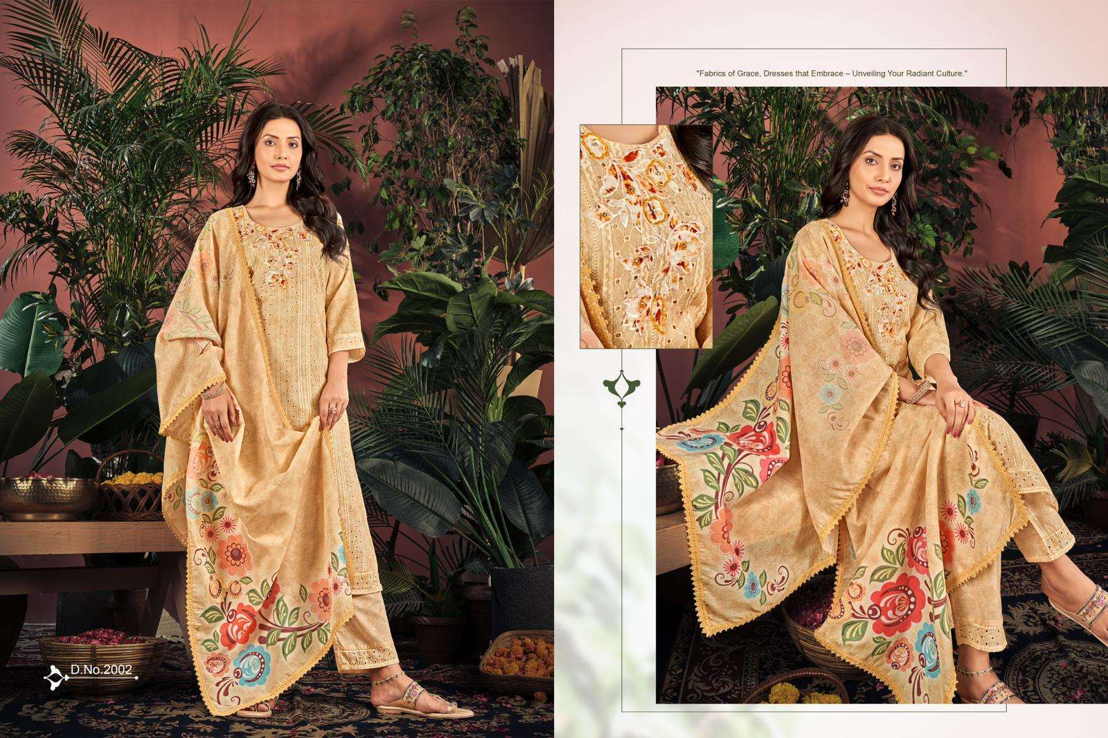 isavasyam corporation cotton chikan applique vol 2 2001-2006 series cambric cotton chikan digital party wear stich ladies collection 