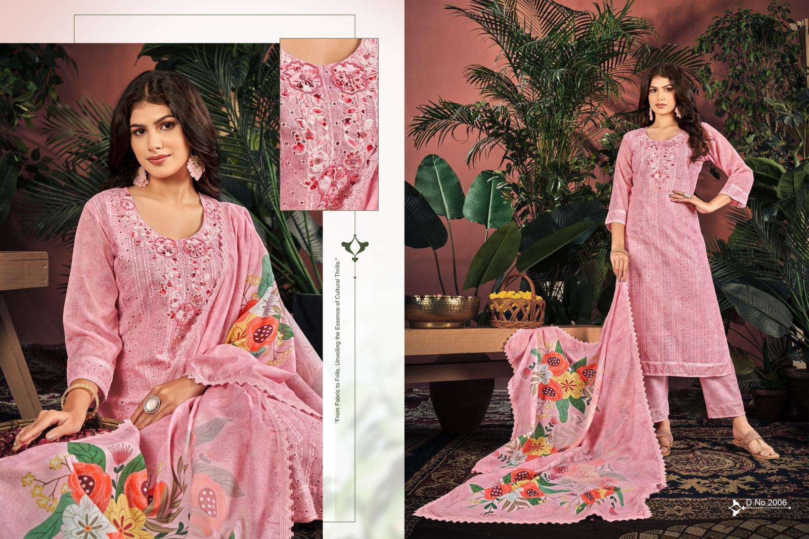 isavasyam corporation cotton chikan applique vol 2 2001-2006 series cambric cotton chikan digital party wear stich ladies collection 