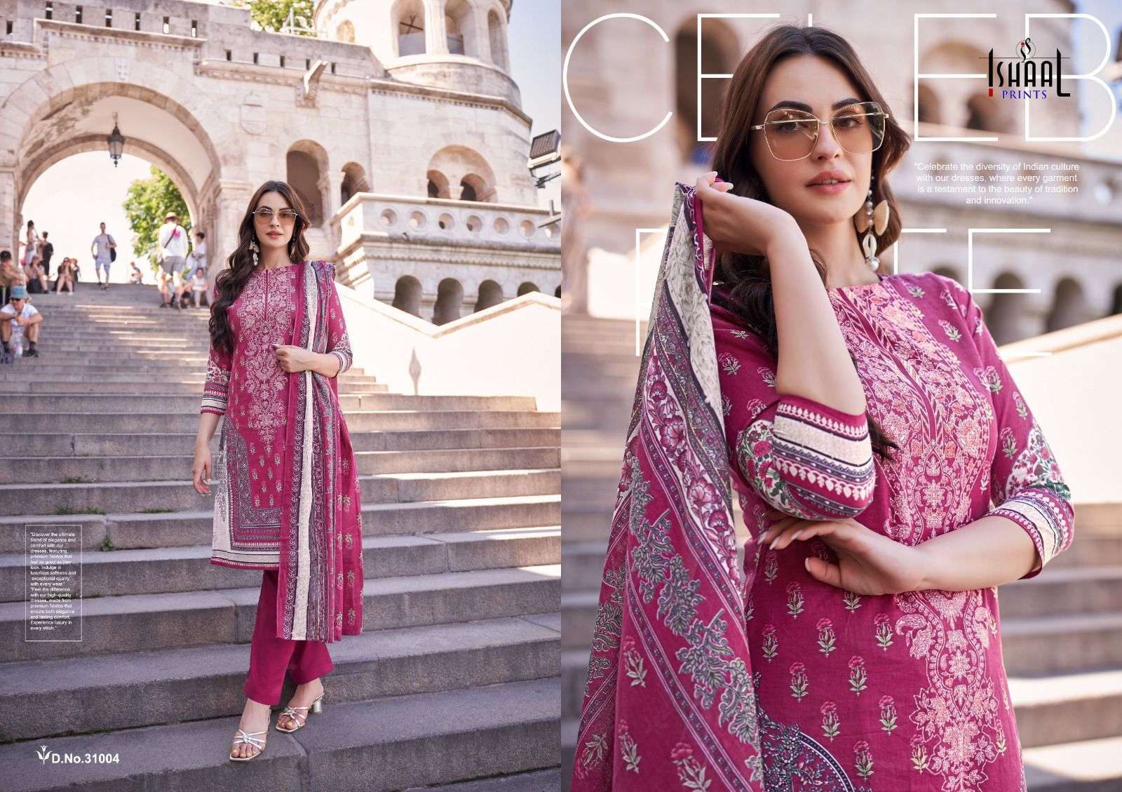 ishaal gulmohar vol 31 31001 31010 series designer lawn cotton fancy suits catalogue