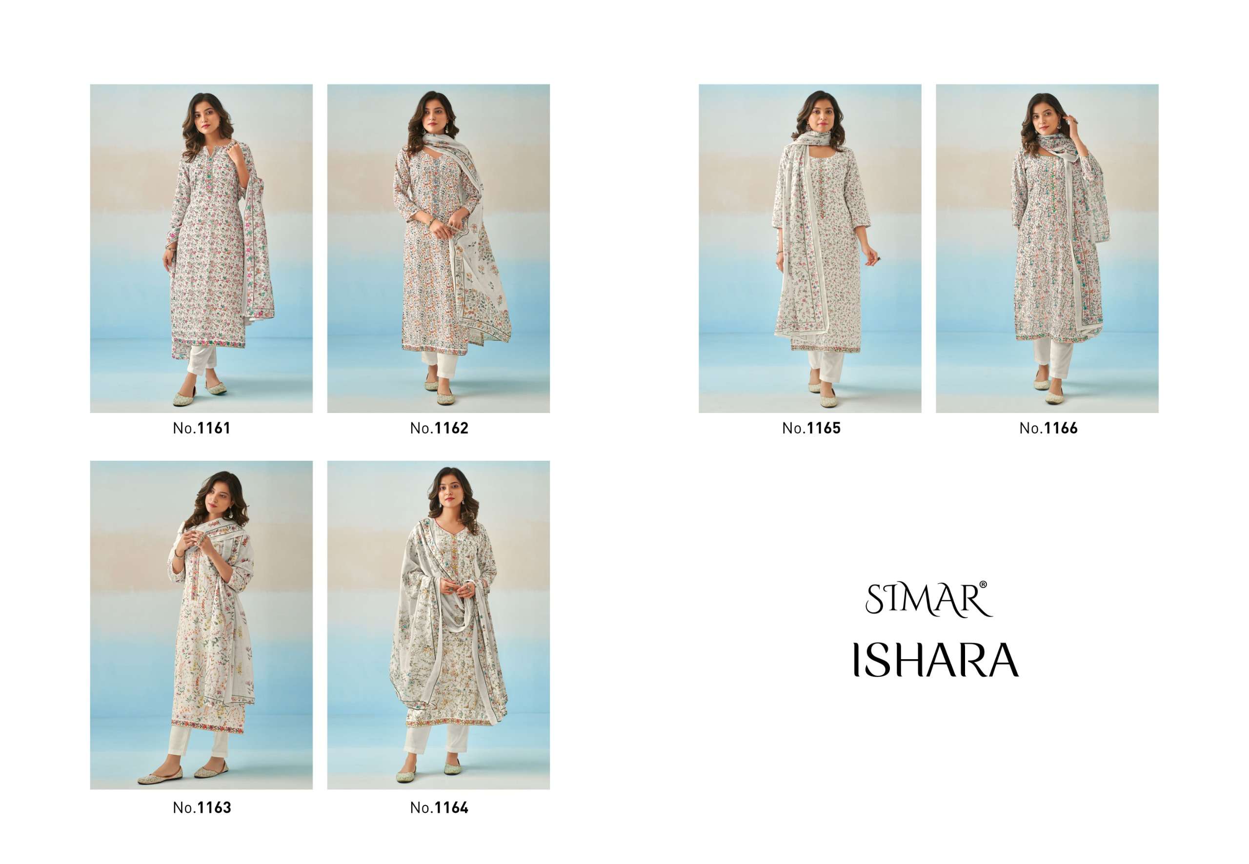 ishara by glossy 1161-1166 series indian designer cotton suits catalogue online purchasing surat gujarat 
