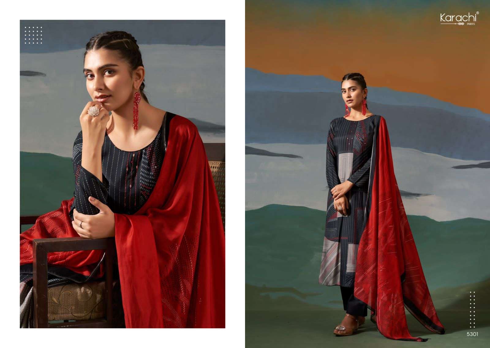 jhula by karachi prints 5301-5304 series unstitched salwar kameez catalogue online supplier surat gujarat 