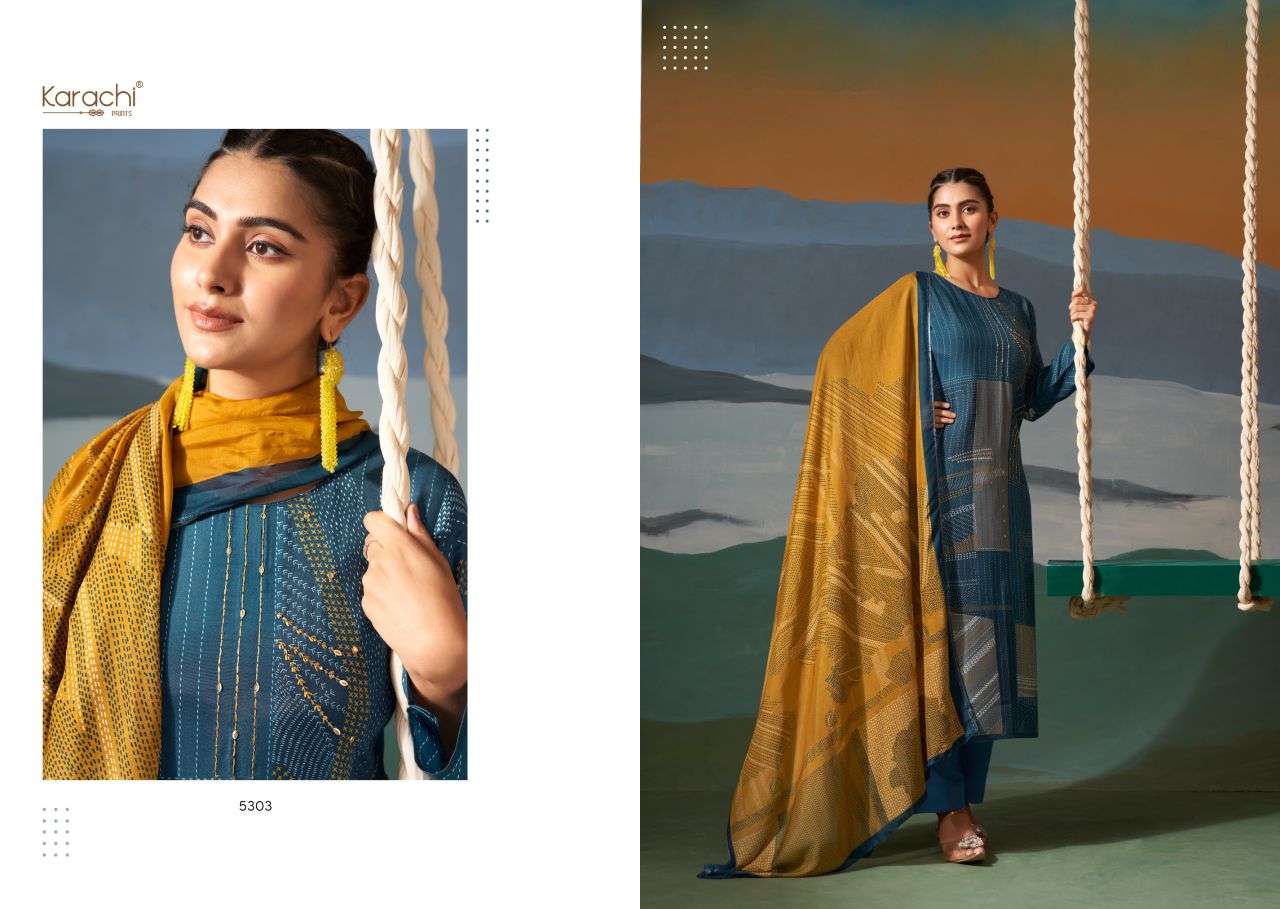 jhula by karachi prints 5301-5304 series unstitched salwar kameez catalogue online supplier surat gujarat 
