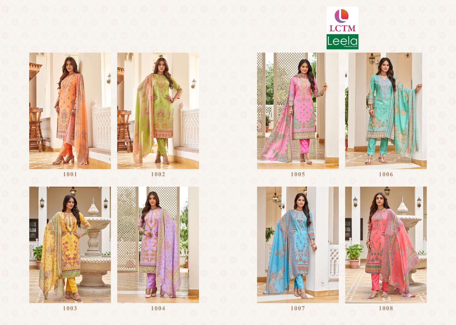 kaira by leela 1001-1008 series designer cotton print salwar kameez catalogue manufacturer surat gujarat 