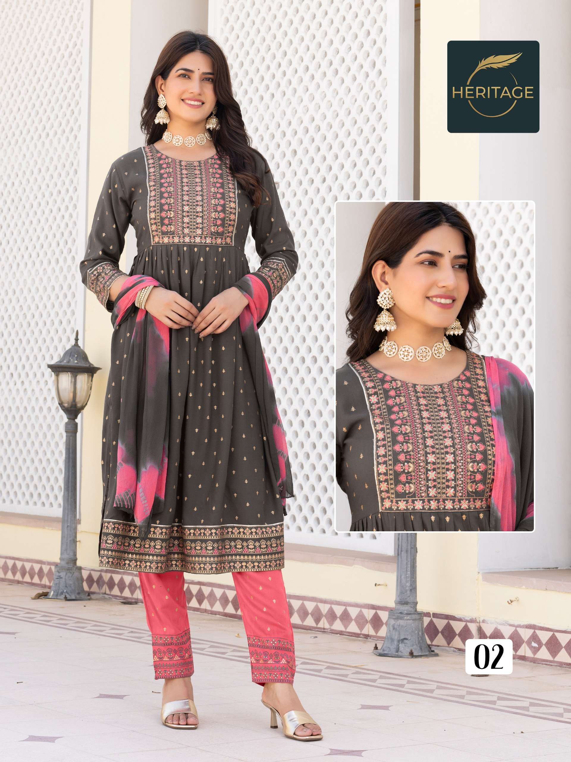 kavya heritage rayon designer kurtis latest catalogue wholesale rate dealer surat gujarat 