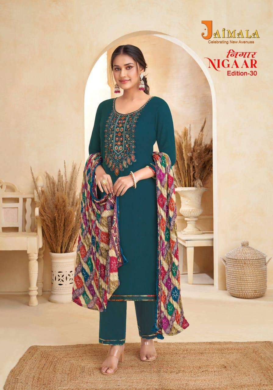 nigaar edition vol-30 by jaimala indian designer salwar suits catalogue online best rate surat gujarat