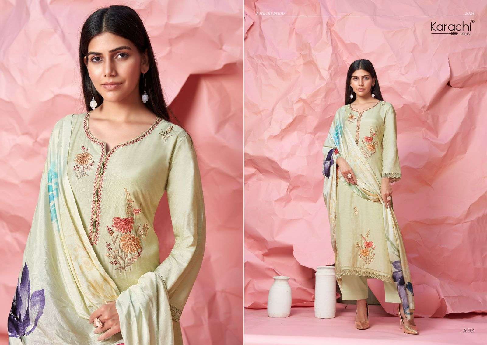 pastel love by karachi prints 3601-3604 series unstitched salwar kameez catalogue wholesale dealer surat gujarat