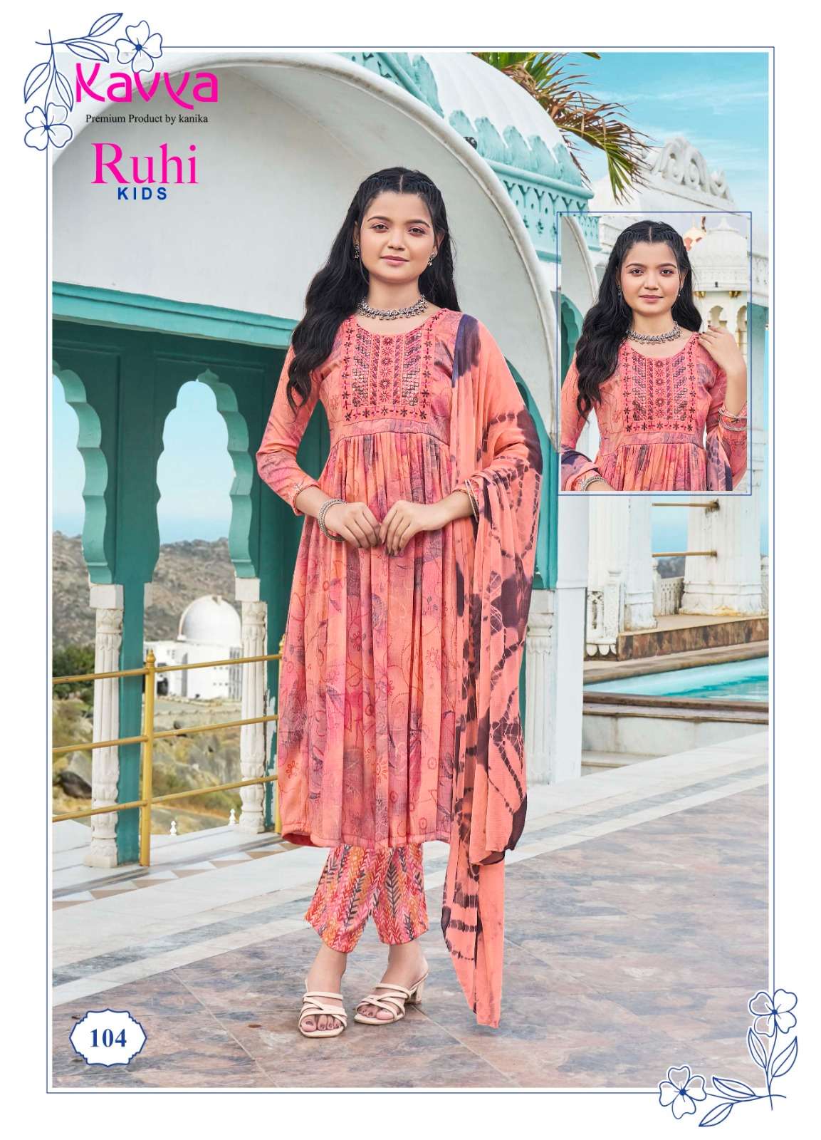 ruhi by kavya 101-108 series capsule foil printed designer kids wear catalogue manufacturer surat gujarat 