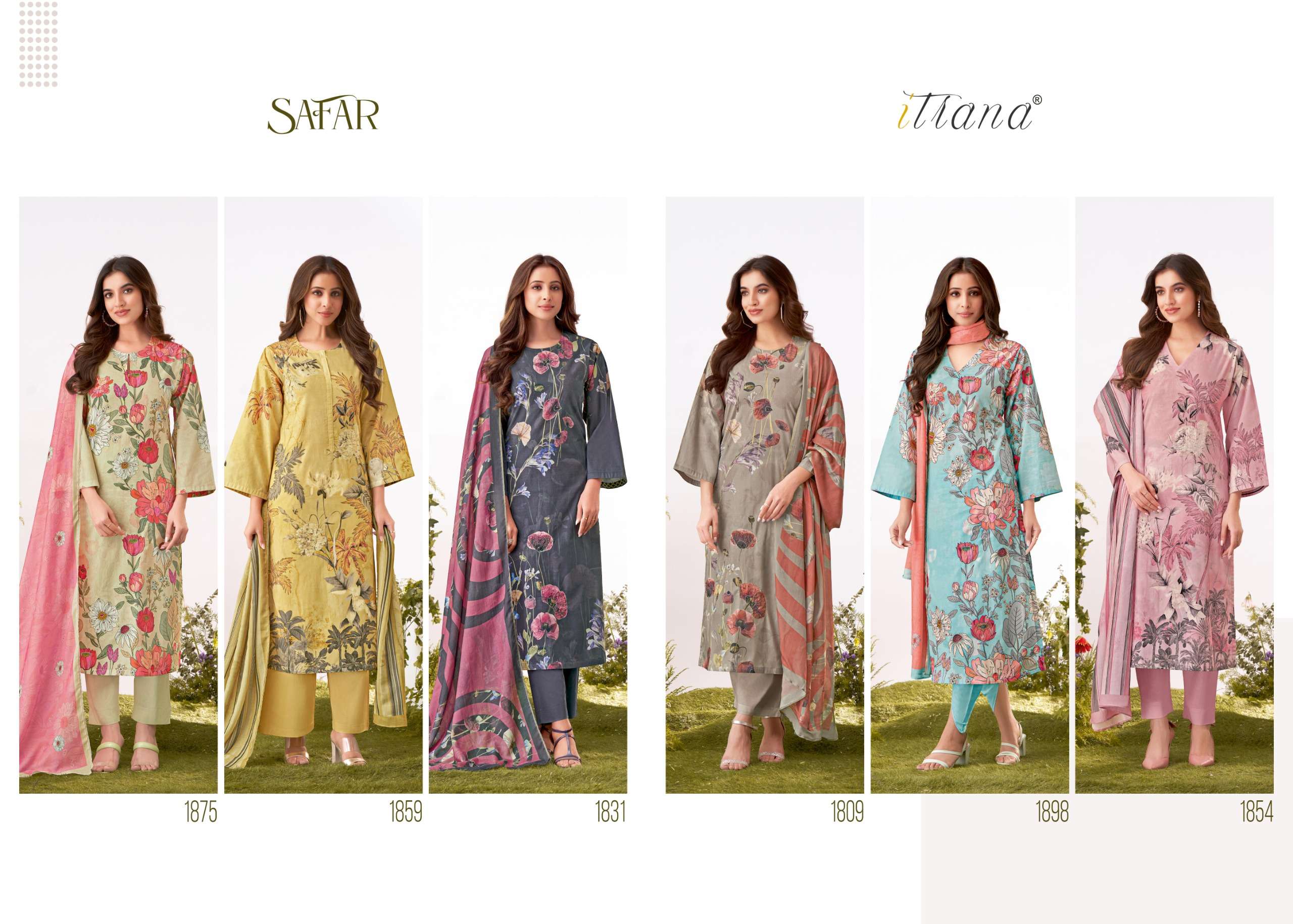 safar by itrana printed and handwork dress material catalogue online supplier surat gujarat 