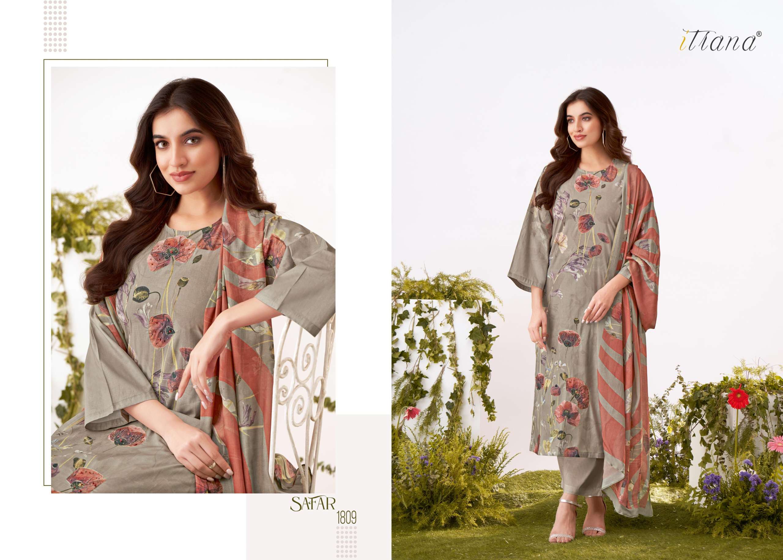 safar by itrana printed and handwork dress material catalogue online supplier surat gujarat 