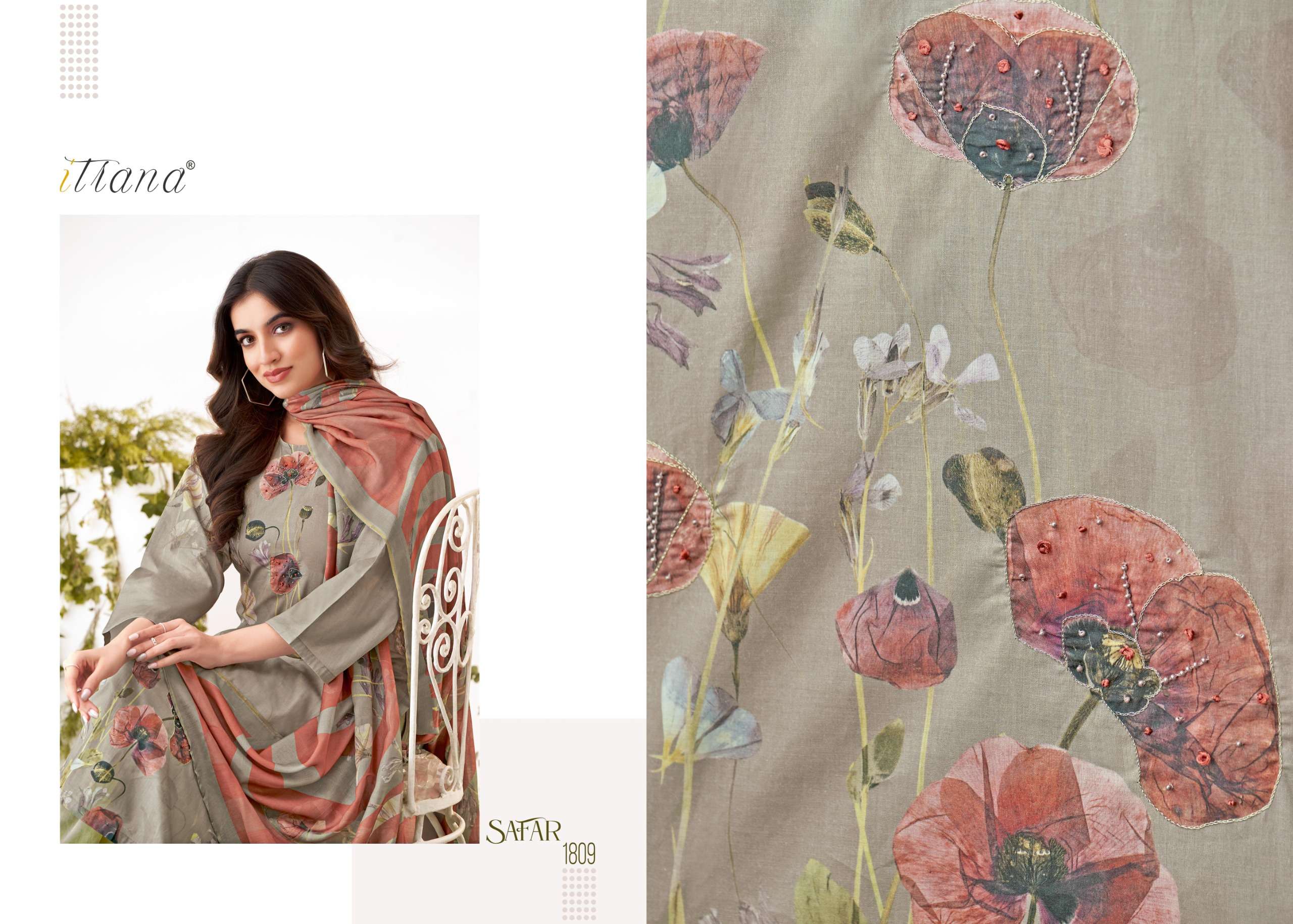 safar by itrana printed and handwork dress material catalogue online supplier surat gujarat 