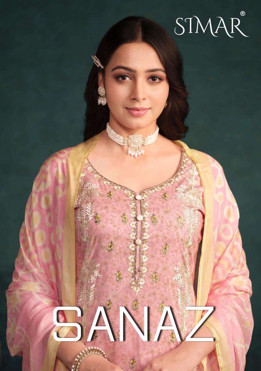 sanaz by glossy unstitched designer salwar kameez catalogue wholesale dealer surat gujarat 