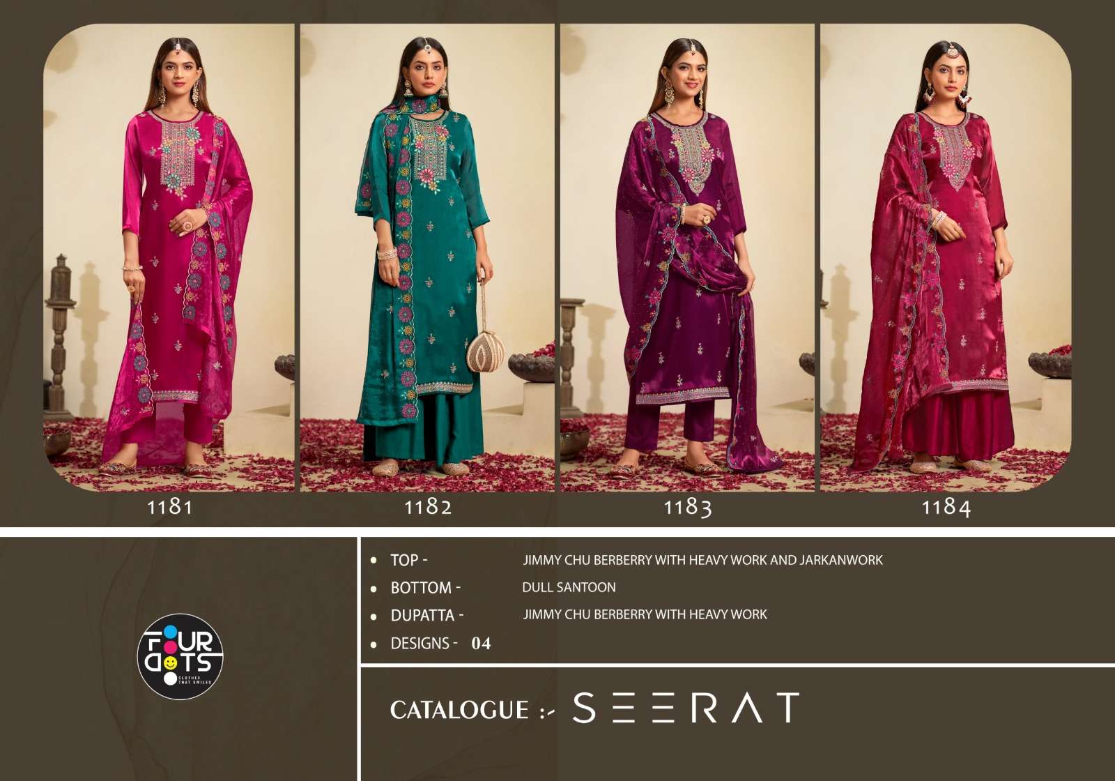 seerat by four dots 1181-1184 series exclusive design salwar kameez catalogue online surat gujarat