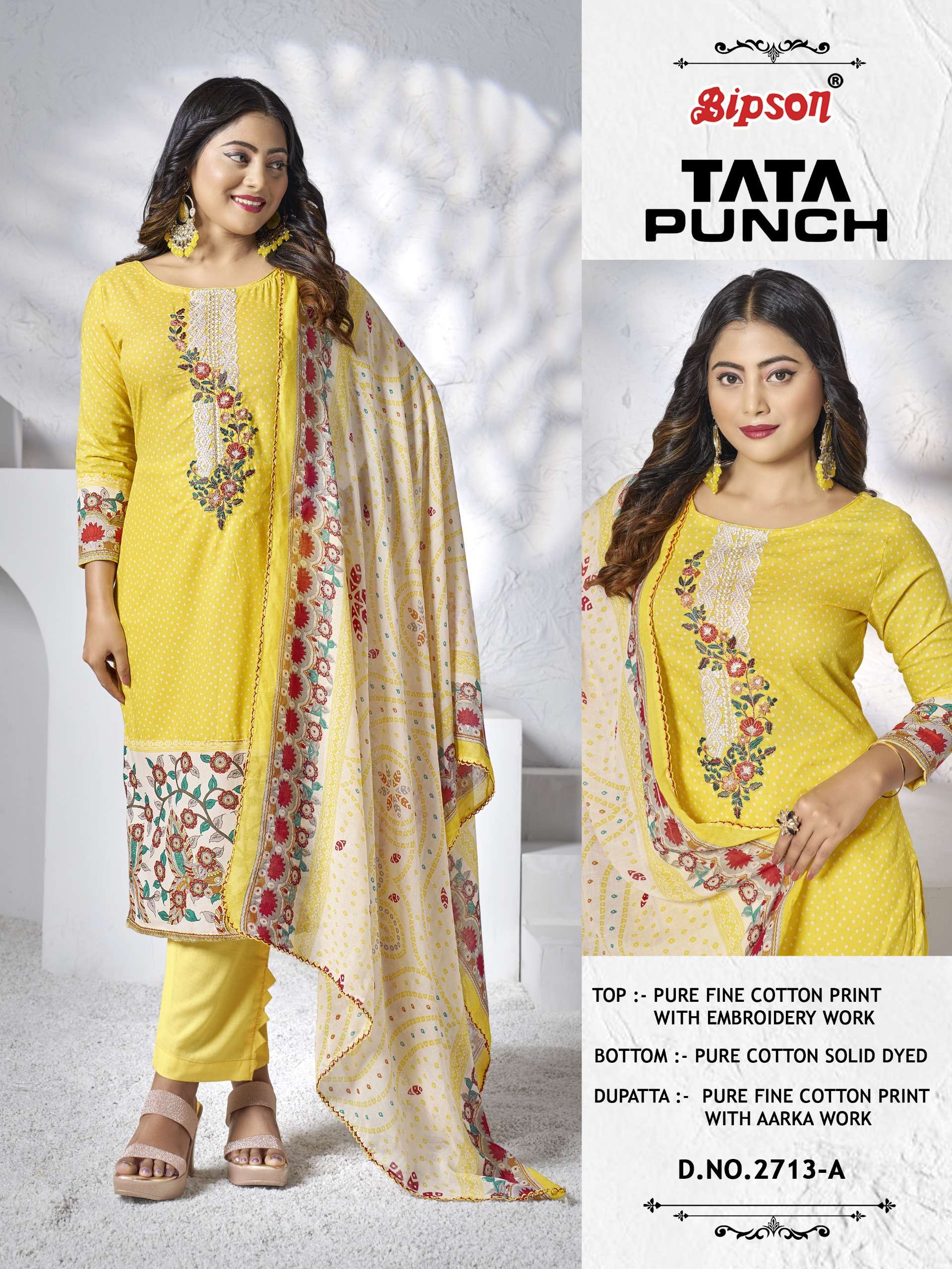 tata punch 2713 by bipson prints pure fine cotton designer salwar suits material catalogue online surat gujarat 