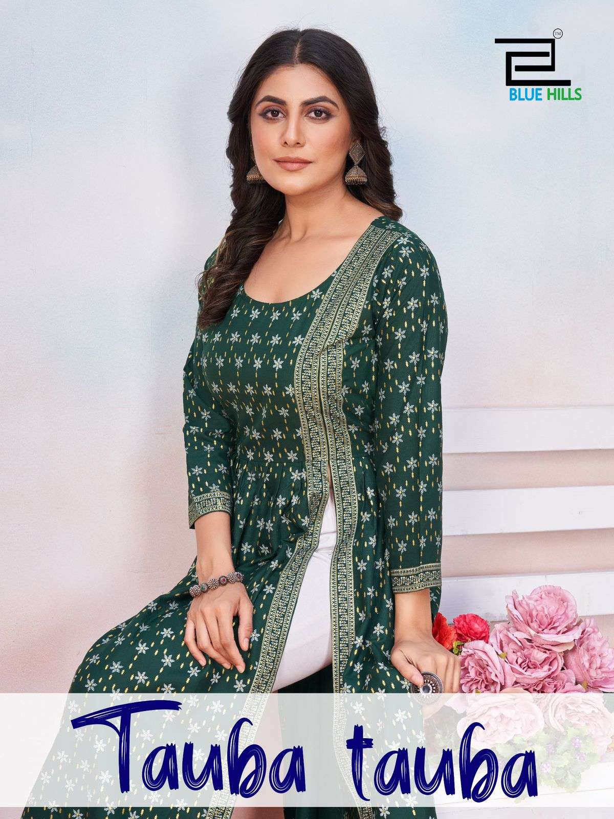 tauba tauba by bluehills rayon foil printed designer kurtis catalogue online best surat gujarat 