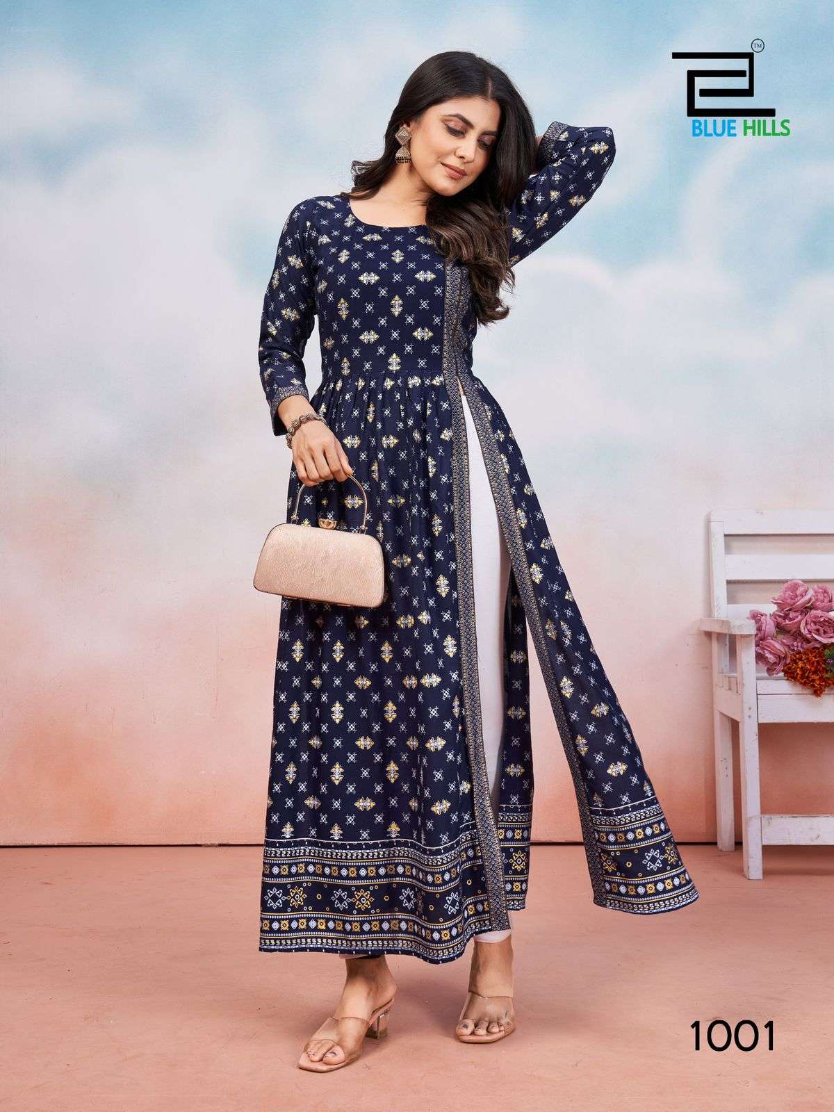 tauba tauba by bluehills rayon foil printed designer kurtis catalogue online best surat gujarat 