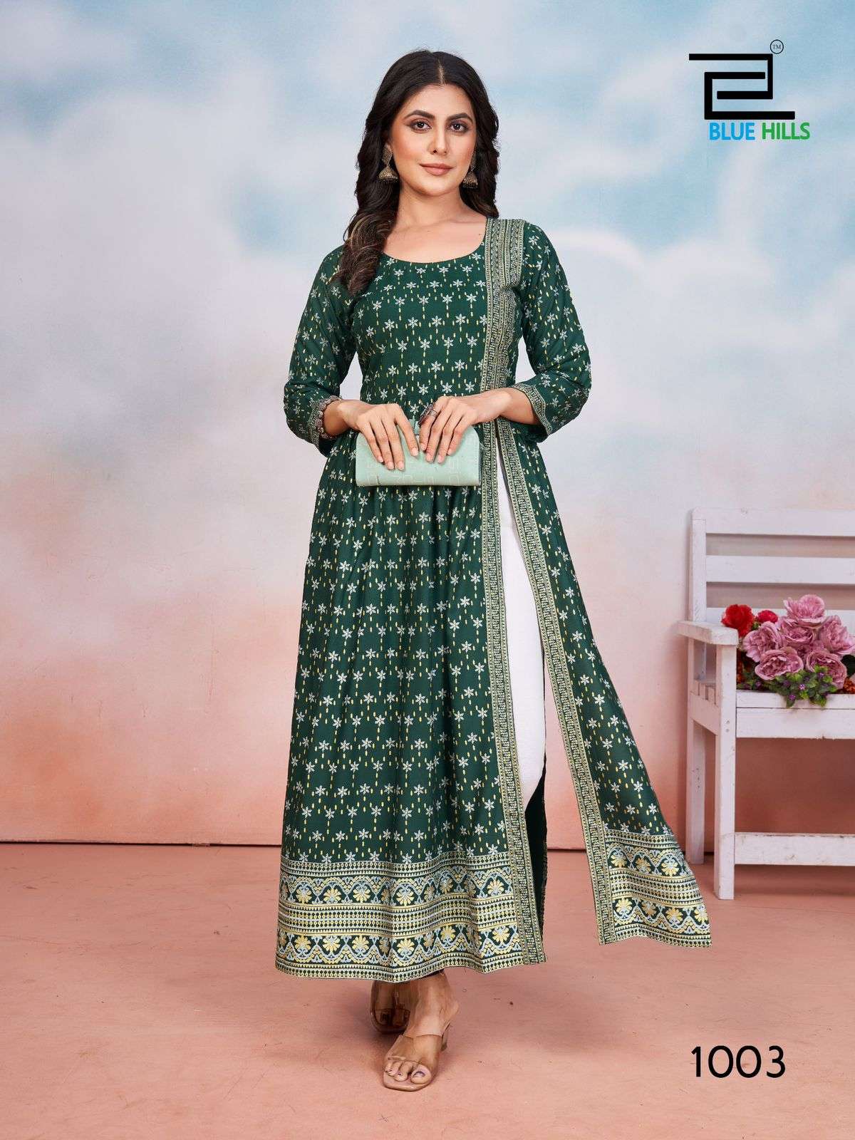 tauba tauba by bluehills rayon foil printed designer kurtis catalogue online best surat gujarat 