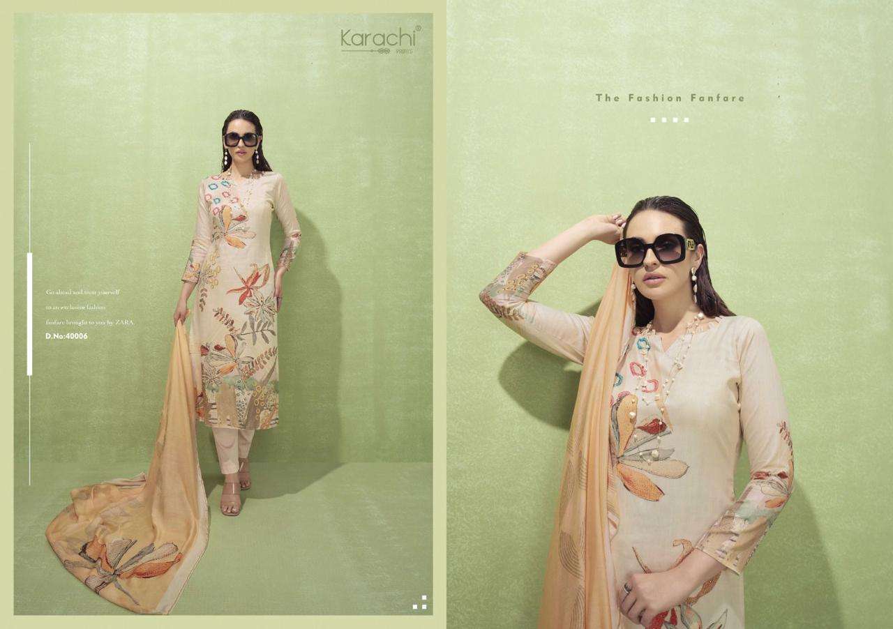 zara by karachi prints 40001-40006 series fancy designer salwar kameez catalogue online best rate surat gujarat 