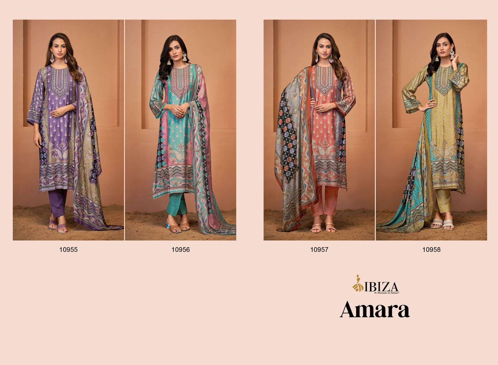 amara by ibiza 10955-10958 series exclusive designer salwar kameez catalogue wholesale dealer surat gujarat 