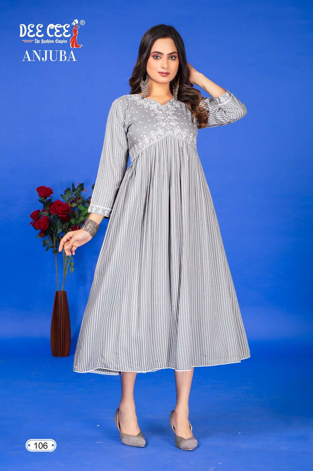 anjuba by deecee 101-106 series georgette plain designer kurtis catalogue wholesale collection surat gujarat 