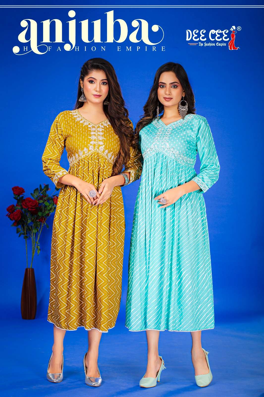 anjuba by deecee 101-106 series georgette plain designer kurtis catalogue wholesale collection surat gujarat 