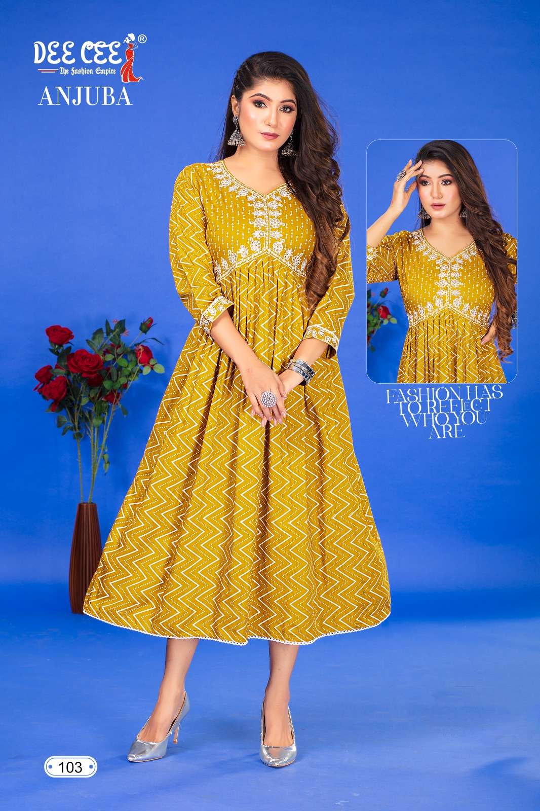 anjuba by deecee 101-106 series georgette plain designer kurtis catalogue wholesale collection surat gujarat 
