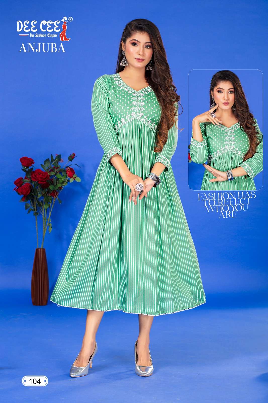 anjuba by deecee 101-106 series georgette plain designer kurtis catalogue wholesale collection surat gujarat 