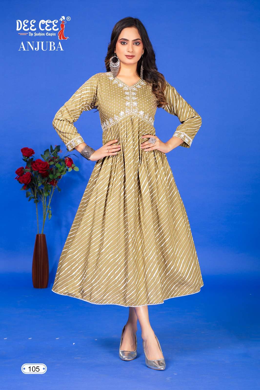 anjuba by deecee 101-106 series georgette plain designer kurtis catalogue wholesale collection surat gujarat 
