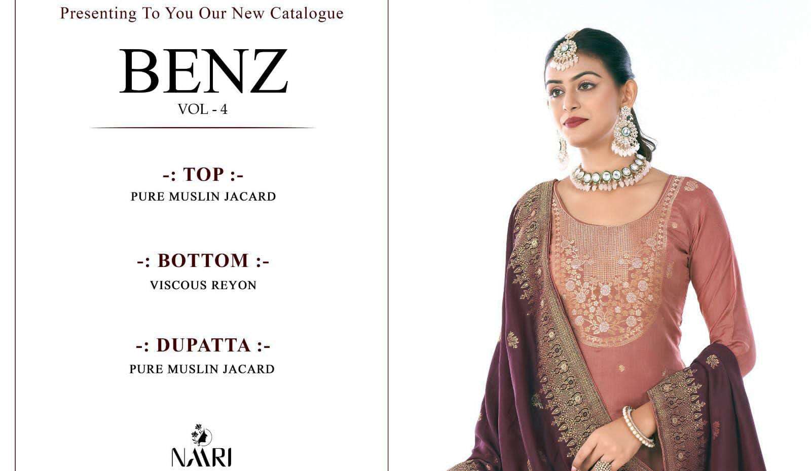 benz vol-4 by naari 95001-95004 series indian designer festive wear salwar kameez catalogue online surat gujarat 