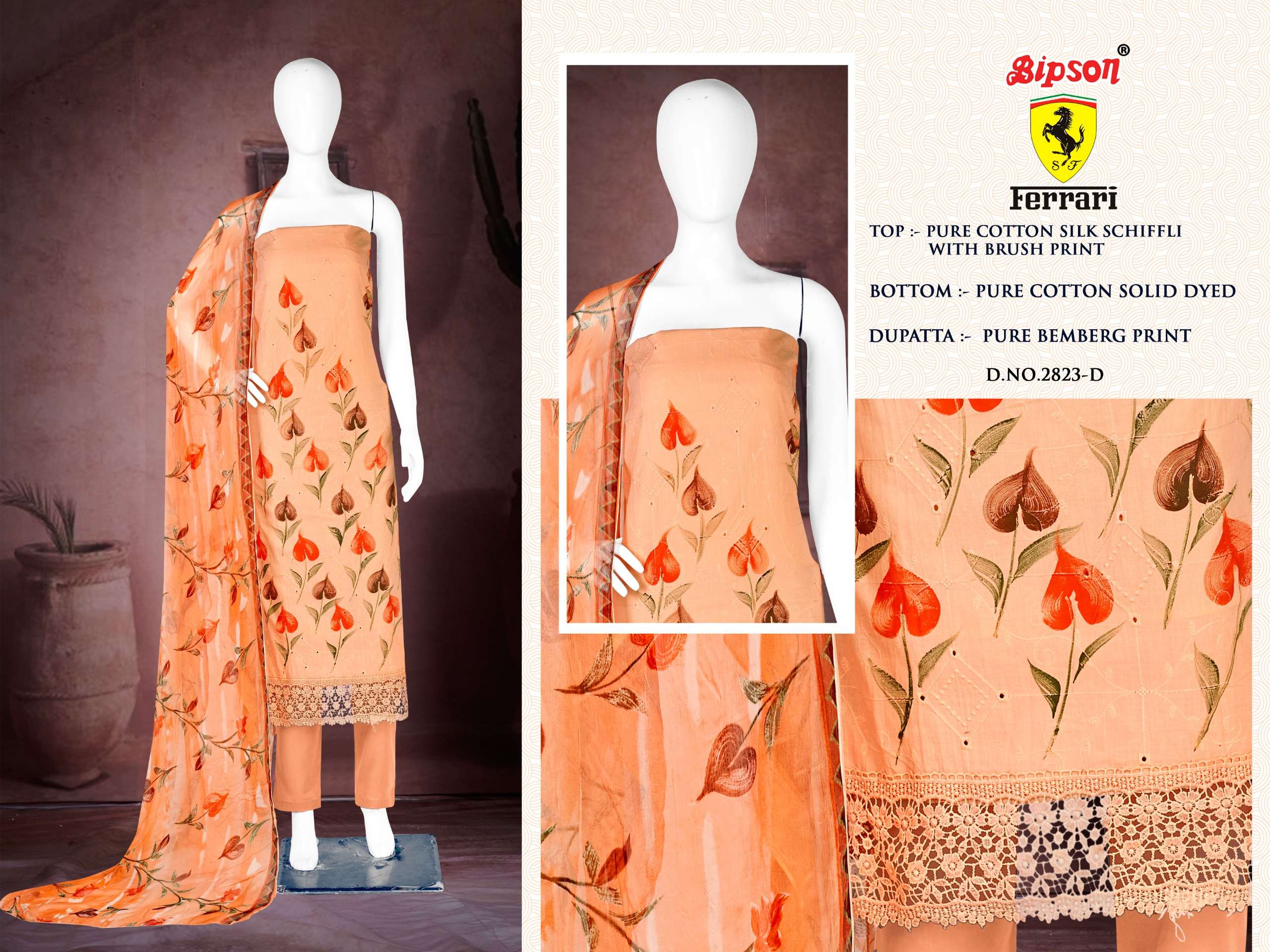 ferrari 2823 by bipson prints pure cotton silk designer salwar kameez catalogue online surat gujarat 