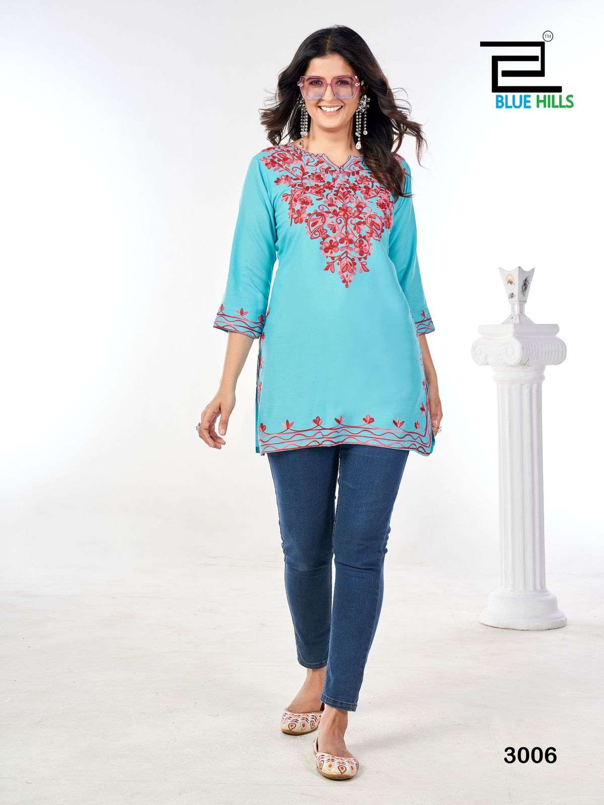 gulmarg vol-3 by bluehills 3001-3006 series side cut designer fancy kurtis catalogue wholesale price surat gujarat 